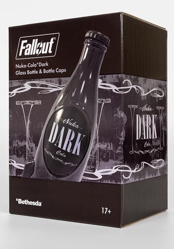 Fallout Nuka Cola Dark Glass Bottle + 10 Bottle Caps Tin Rocket Statue –  gamestoyshop