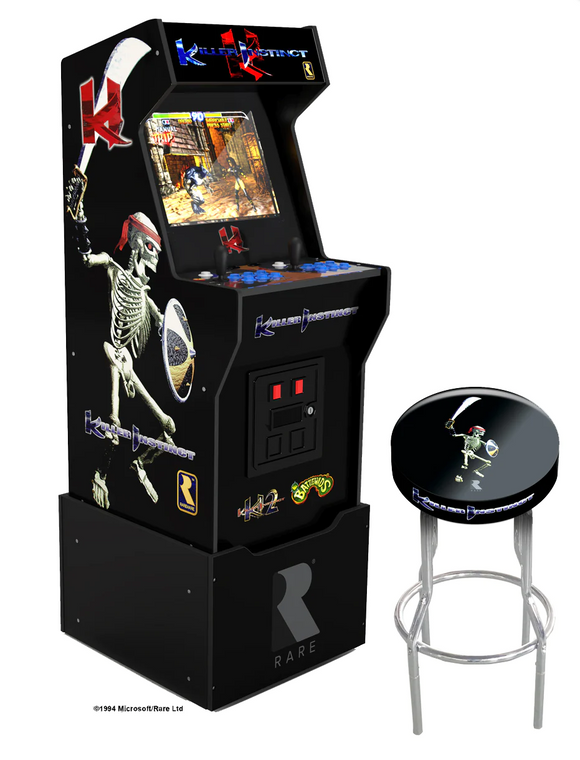 Arcade1Up Killer Instinct Arcade Machine + Stool Light up Marquee Coin Doors