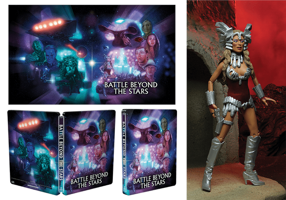 NECA Battle Beyond The Stars Saint-Exmin Figure Statue + Blu-Ray + Poster Lithograph SET