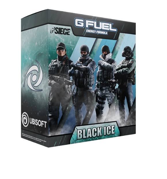 GFUEL Six Siege Black Ice Collector's Box + Metal Shaker + Charm Tag Tub G Fuel