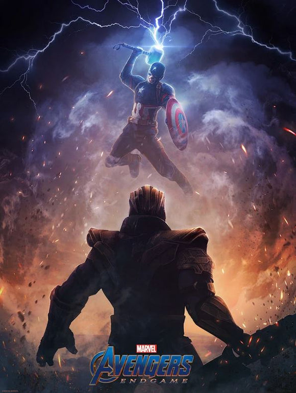 Marvel Avengers End Game Captain America Thanos Lithograph Poster 18x24 Mondo